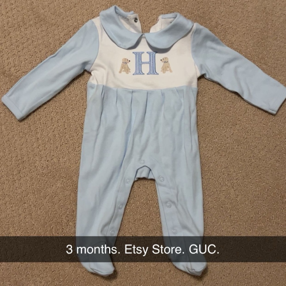 “H” Monogrammed Puppy Footie